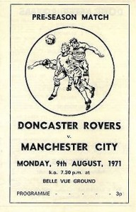 Doncaster Rovers v Manchester City friendly 1971 to 72
