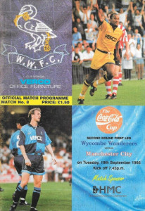 Wycombe Wanderers v Manchester City Coca Cola Cup 2nd Rd 1st Leg 1995/96