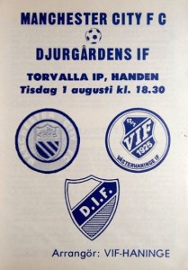 Djurgardens v Manchester City friendly 1978/79