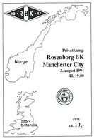 Rosenborg v Manchester City friendly 1994/95