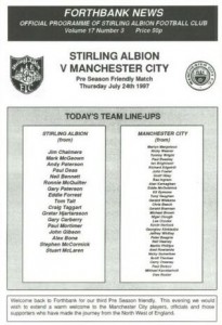 Stirling Albion v Manchester City friendly 1997/98