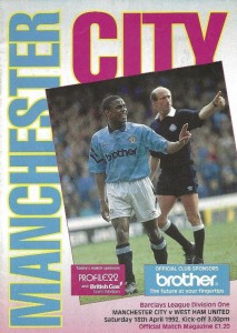 Manchester City v West Ham United 1991/92