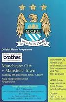 Manchester City v Mansfield Town Auto Windscreens Shield 1st Round North Section 1998/99
