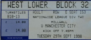 Millwall v Manchester City 1998/99