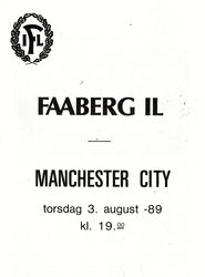 Faaberg v Manchester City friendly 1989/90