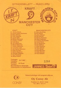 IF Kraft v Manchester City friendly 1987/88
