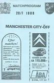 OFF v Manchester City friendly 1988/89