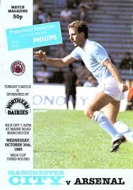 Manchester City v Arsenal Milk Cup 3rd Round 1985/86