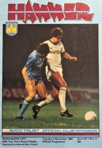 West Ham United v Manchester City Milk Cup 3rd Round Replay 1984/85