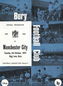 Bury v Manchester City League Cup 3rd Round 1972/73