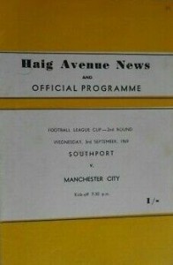 Southport v Manchester City League Cup 2nd Round 1969/70