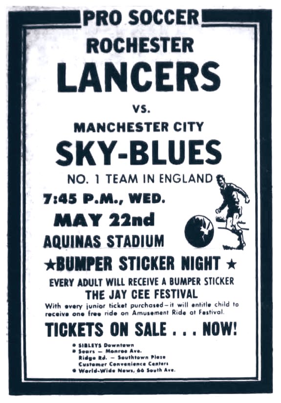 Rochester Lancers v Manchester City USA Tour 1967/68