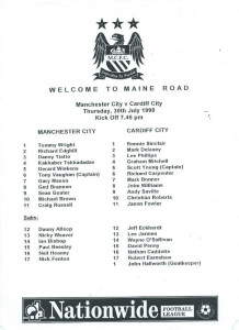 Manchester City v Cardiff City friendly 1998/99
