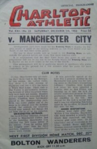 Charlton Athletic v Manchester City 1953/54