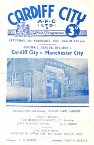 Cardiff City v Manchester City 1952/53