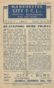 Manchester City v Blackpool 1944/45