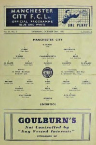 Manchester City v Liverpool 1942/43