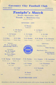 Coventry City v Manchester City Friendly 1965/66