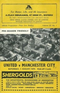 Oxford United v Manchester City Friendly 1970/71