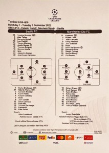 Sevilla v Manchester City UEFA Champions League Group G Matchday 1 2022/23