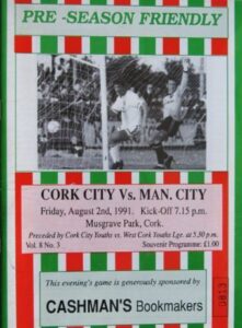 Cork City v Manchester City Friendly 1991/92