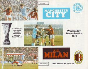 Manchester City v AC Milan UEFA Cup 3rd Round 2nd Leg 1978/79