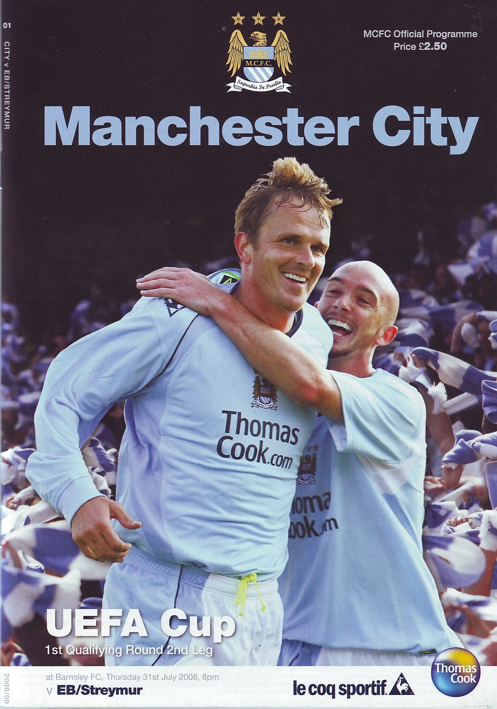 Manchester City v EB Streymur UEFA CUP 1st Qualifying Round, 2nd Leg 2008 to 09
