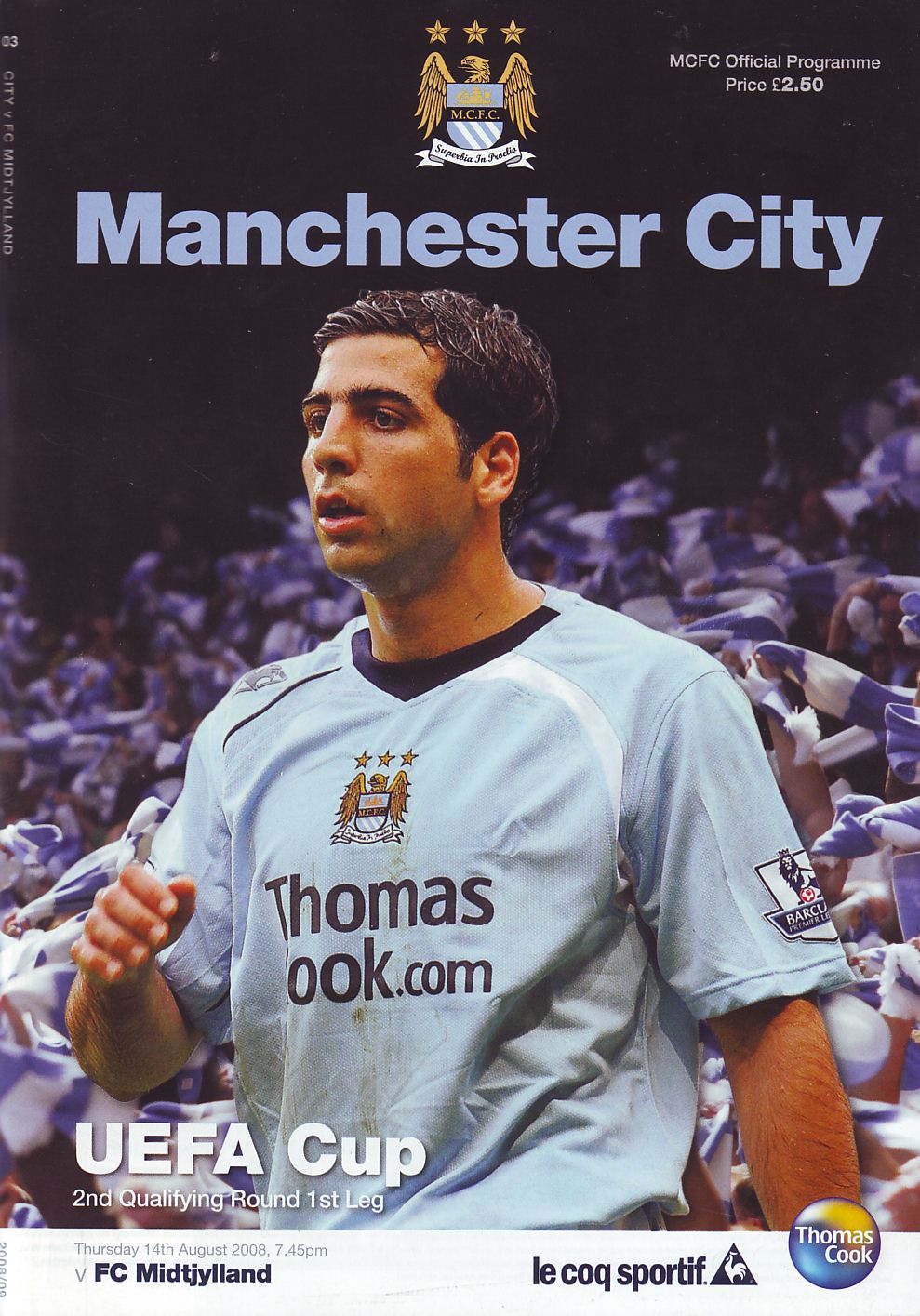 Manchester City v FC Midtjylland UEFA Cup 2nd Qualifying Rd 1st leg 2008 to 09