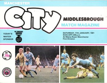 Manchester City v Middlesbrough 1980/81