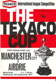 Manchester City v Airdrie Texaco Cup 1st Round 1971/72