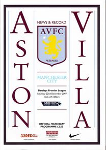 Aston Villa v Manchester City 2007 to 08