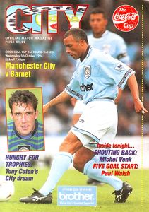 Manchester City v Barnet Coca Cola Cup 2nd Round 2nd Leg 1994/95