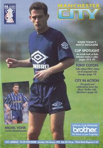 Manchester City v Barnsley FA Cup 5th Round 1992/93