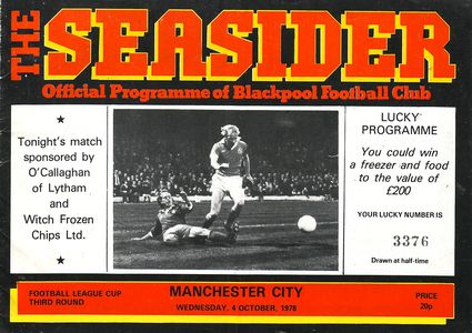Blackpool v Manchester City League Cup 3rd Round 1978/79