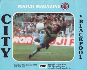 Manchester City v Blackpool League Cup 3rd Round Replay 1978/79