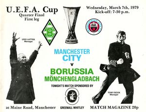 Manchester City v Borussia Monchengladbach UEFA Cup Quarter Final 1st Leg 1978/79