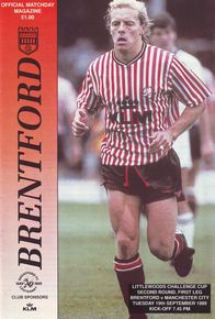 Brentford v Manchester City Littlewoods Cup 2nd Round 1st Leg 1989/90