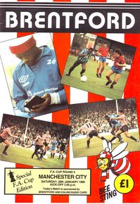 Brentford v Manchester City FA Cup 4th Round 1988/89
