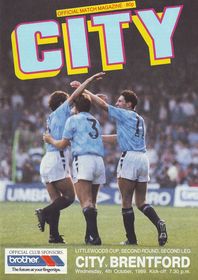 Manchester City v Brentford Littlewoods Cup 2nd Round 2nd Leg 1989/90