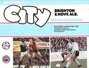 Manchester City v Brighton & Hove Albion 1980/81