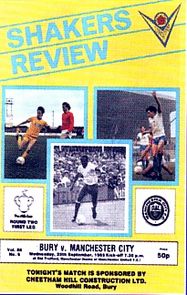 Bury v Manchester City Milk Cup 2nd Round 1st Leg 1985/86