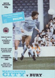 Manchester City v Bury Milk Cup 2nd Round 2nd Leg 1985/86