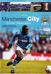 Manchester City v Crewe Worthington Cup 2nd Round 2002/03