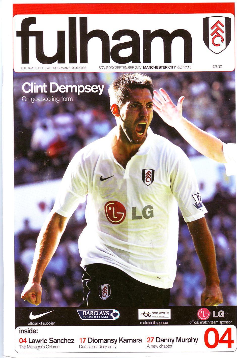 fulham v Manchester City 2007 to 08