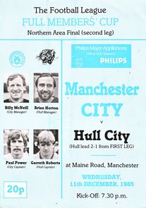 Manchester City v Hull City Full Members Cup Area Final 2nd Leg 1985/86