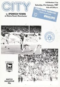 Manchester City v Ipswich Town Full Members Cup 4th Round 1986/87
