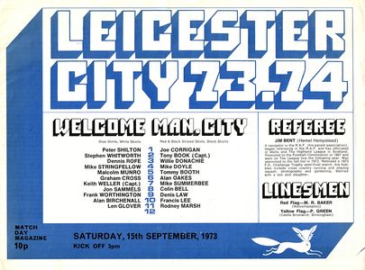 Leicester City v Manchester City 1973/74