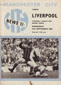 Manchester City v Liverpool League Cup 3rd Round 1969/70