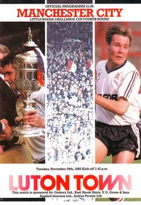 Luton Town v Manchester City Littlewoods Cup 4th Round 1988/89