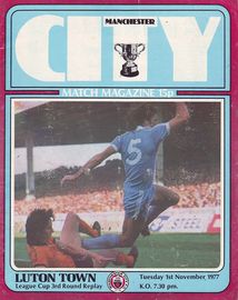 Manchester City v Luton League Cup 3rd Round Replay 1977/78
